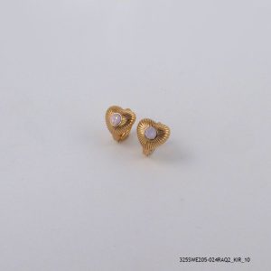 18KGP ROSE ALABASTER CRYSTAL HEART HOOPS