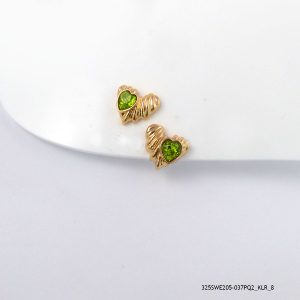 18KGP PERIDOT CRYSTAL HEART HOOPS