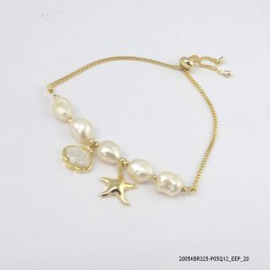 14KGP BEADED CHARMS BRACELET