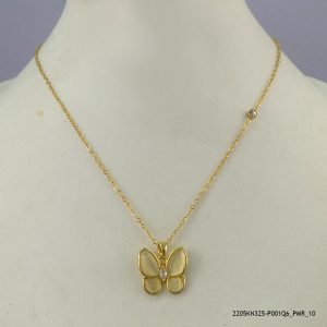 14KGP BUTTERYFLY STEEL NECKLACE