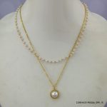 14KGP SYN PEARL STEEL NECKLACE