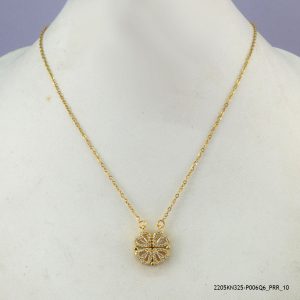 14KGP HEART CRYSTAL STEEL NECKLACE