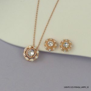 ROSE GOLD PLATED CRYSTAL RETRO PENDENT SET