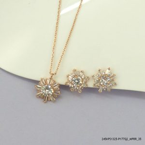 ROSE GOLD PLATED CRYSTAL BAGUETTE PENDENT SET