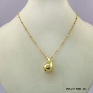 14KGP STEEL PEAR NECKLACE