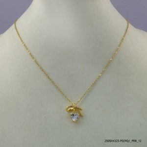 14KGP SYN CRY STEEL NECKLACE