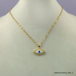 14KGP EVIL EYE STEEL NECKLACE