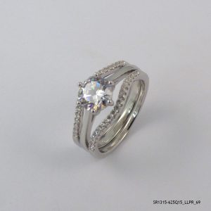ELEGANT 3PC ZIRCON SILVER RING