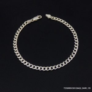 RODIUM PLATED STERLISING SILVER CURB 120 MENS BRACELETS