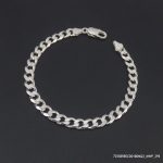 RODIUM PLATED STERLING SILVER CURB 180 MENS BRACELETS