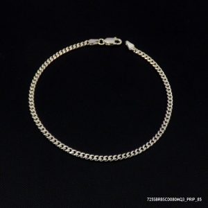 RODIUM PLATED STERLING SILVER CURB 80 MENS BRACELET