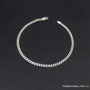 RODIUM PLATED STERLISING SILVER CURB 100 UNISEX BRACELETS