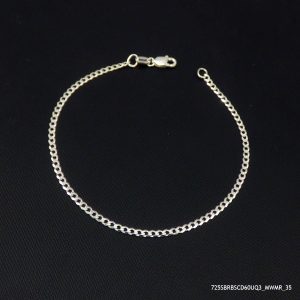 RODIUM PLATED STERLING SILVER CURB 60 UNISEX BRACELETS