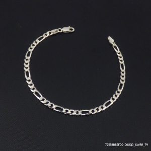RODIUM PLATED STERLING SILVER FIGARO 100 UNISEX BRACELETS