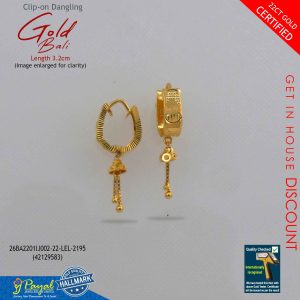 Clip On Dangling Gold Bali