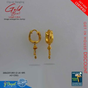 Clip On Dangling Gold Bali