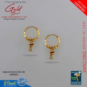 2Tonn Dangling Ball Gold Bali