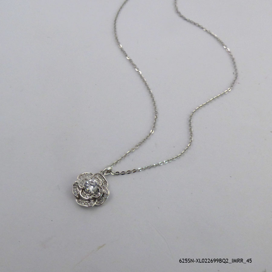 925 Sterling Silver Rose Zircon Necklace