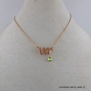 18KGP Peridot Rose Crystal Necklace
