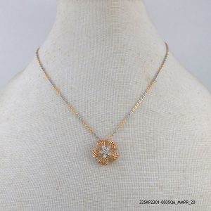 2Colour GP Zircon Flower Pendant - Chain Included