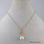 18KGP Syn Pearl Pendant - Chian Included