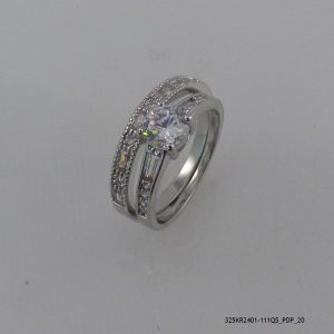 Silver Plating Zircon Fashion 2pc Ring