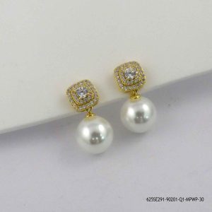 925 Silver Zircon Syn Pearl Small Earring