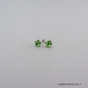 SYN PERIDOT FLOWER SILVER STUD