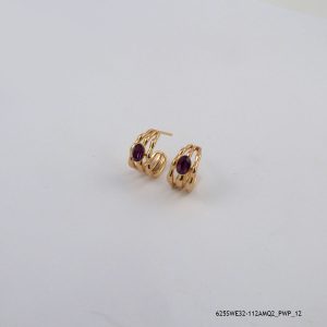 18KGP Amethyst Crystal Hoops