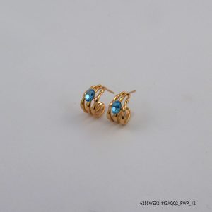 18KGP Aqua Crystal Hoops