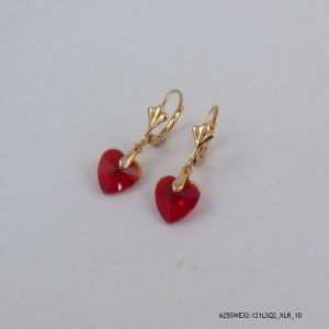 18KGP Lite Siam Heart Crystal Hoops