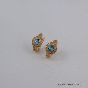 18KGP Aqua Crystal U Hoops