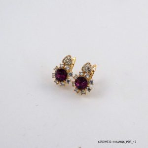 18KGP Amethyst Colour Crsytal U Hoops