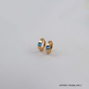 18KGP Aqua Crystal Hoops