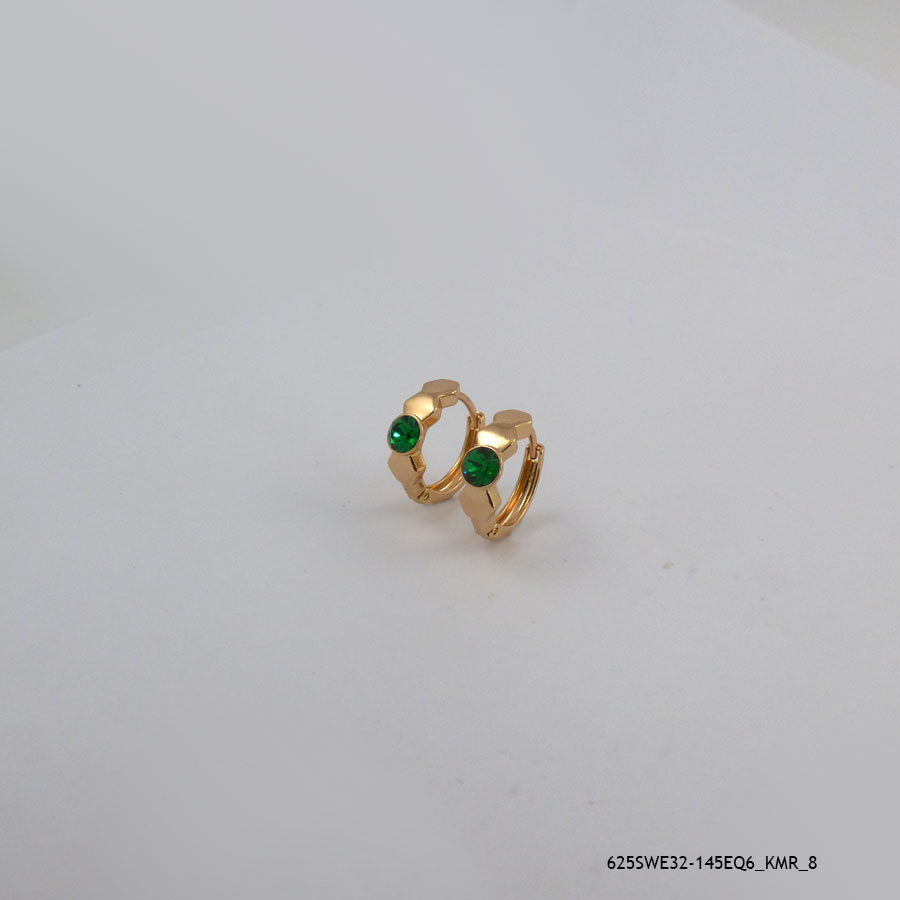 18KGP Emerald Crystal Hoops