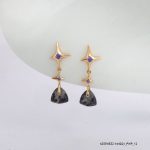 18KGP Jet Nut 2x Crystal Earring