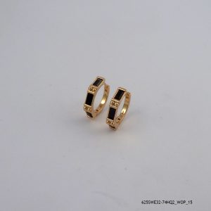 18KGP Jet Hematite Crystal Earring
