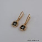 18KGP Jet Hematite 2x Dangling Crystal Hoops